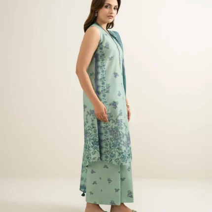 Printed Lawn 3 Piece in Sage Green Color