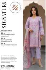 Signature Embroidered Lawn 3 Piece in Lilac Color WUS25E30614