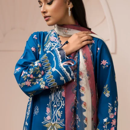 Signature Embroidered Lawn 3 Piece in Blue Color WUS26E30455