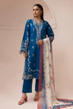 Signature Embroidered Lawn 3 Piece in Blue Color WUS26E30455
