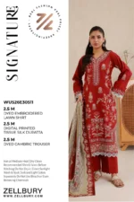 Signature Embroidered Lawn 3 Piece in Red Color WUS26E30511