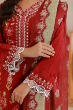 Signature Embroidered Lawn 3 Piece in Red Color WUS26E30511