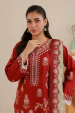 Signature Embroidered Lawn 3 Piece in Red Color WUS26E30511