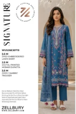 Signature Embroidered Lawn 3 Piece in Blue Color WUS26E30719