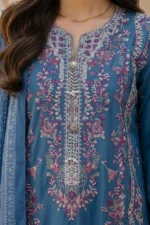 Signature Embroidered Lawn 3 Piece in Blue Color WUS26E30719