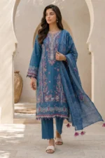 Signature Embroidered Lawn 3 Piece in Blue Color WUS26E30719