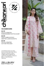 Embroidered Cotton Chikankari 3 Piece in Pink Color WUS26E34096