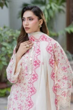 Embroidered Cotton Chikankari 3 Piece in Pink Color WUS26E34096