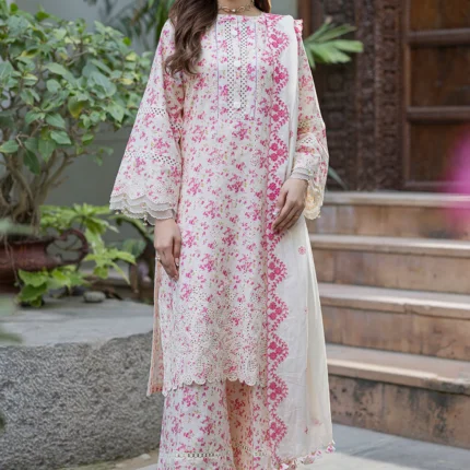 Embroidered Cotton Chikankari 3 Piece in Pink Color WUS26E34096