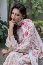 Embroidered Cotton Chikankari 3 Piece in Pink Color WUS26E34096