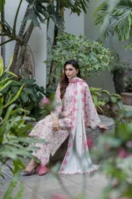 Embroidered Cotton Chikankari 3 Piece in Pink Color WUS26E34096