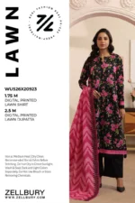 Printed Lawn 2 Piece in Black Color WUS26X20923
