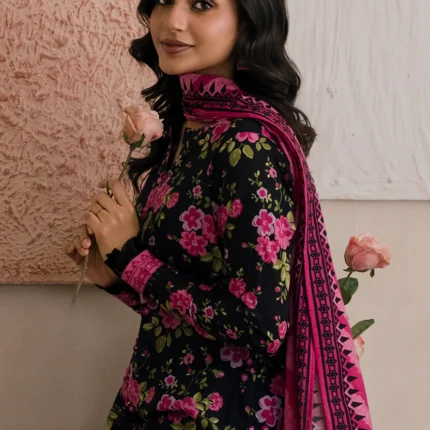 Printed Lawn 2 Piece Shirt Dupatta in Black WUS26X20923