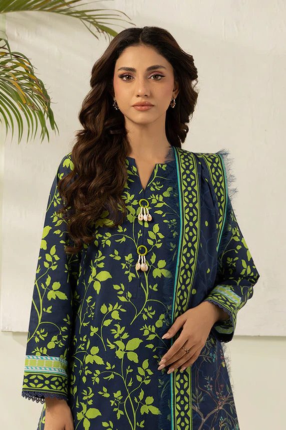 WUS26X30484_2 Printed Lawn 3 Piece in Navy Blue Color WUS26X30484