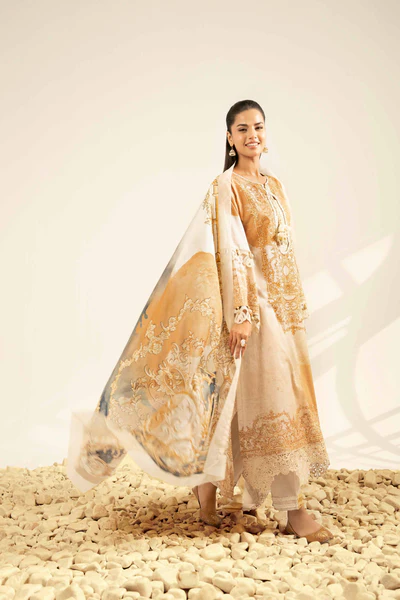 Printed Cambric 3 Piece in Beige Color 42502090 - Image 5