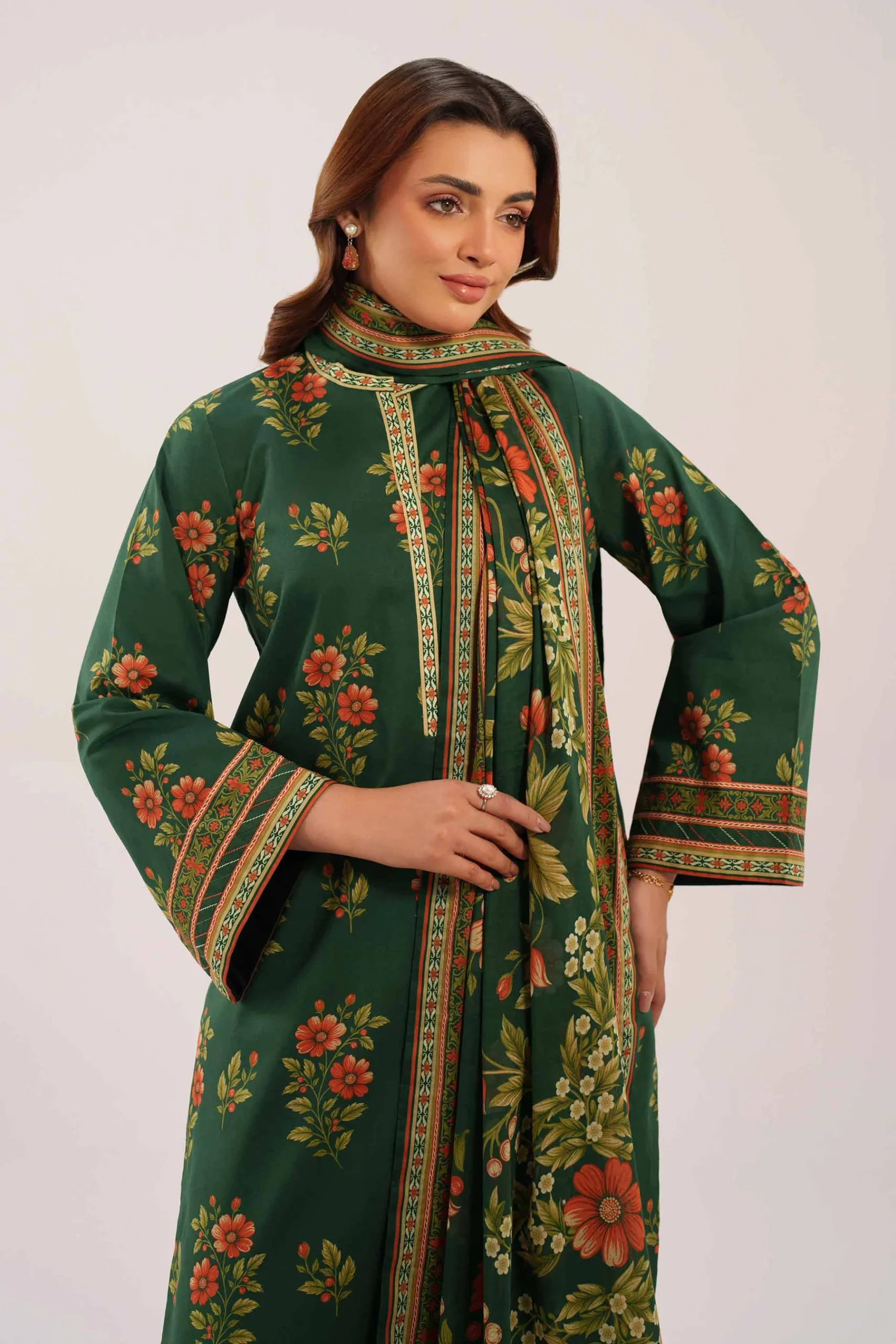 Printed Lawn 3 Piece in Green Color 42601132
