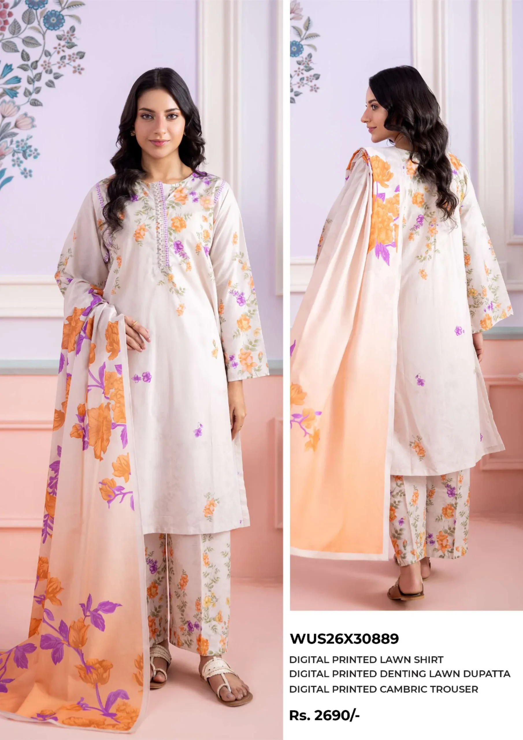 Printed Lawn 3 Piece WUS26X30889 - Image 2