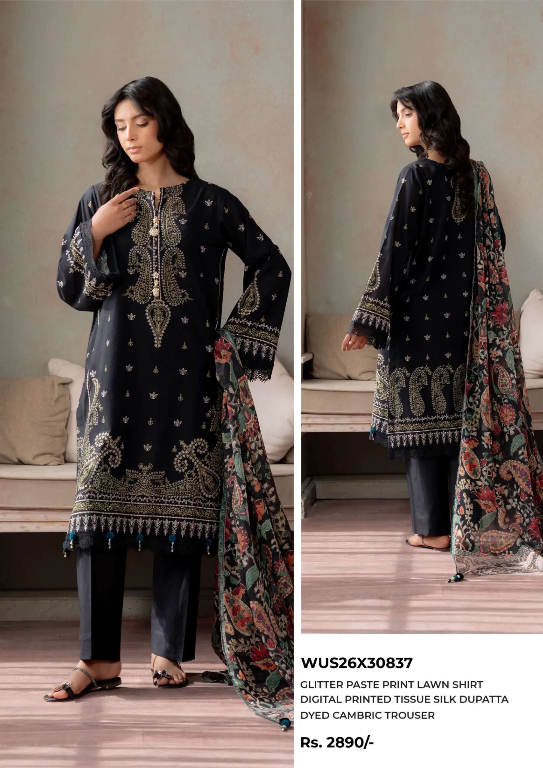 Glitter Paste Printed Lawn 3 Piece WUS26X30837