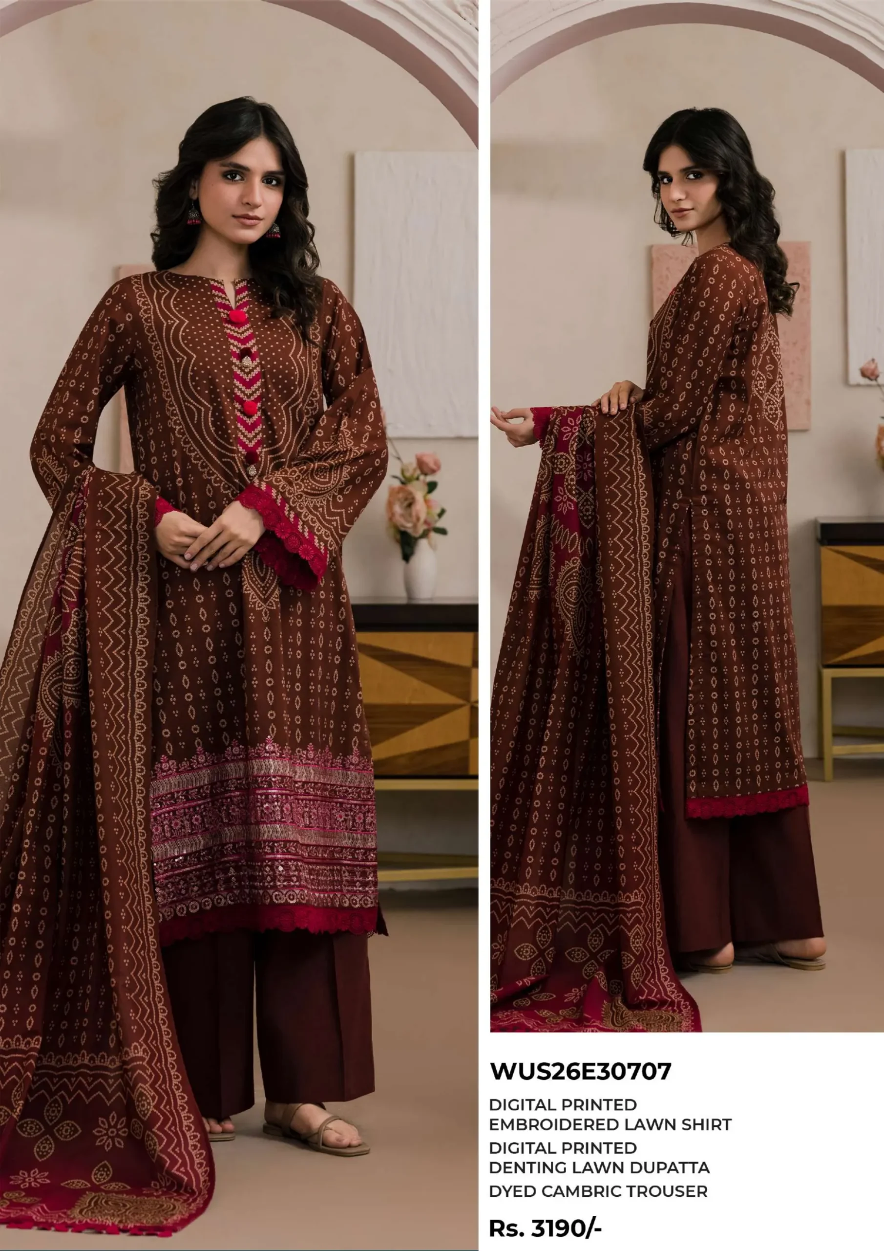 Embroidered Lawn 3 Piece WUS26E30707