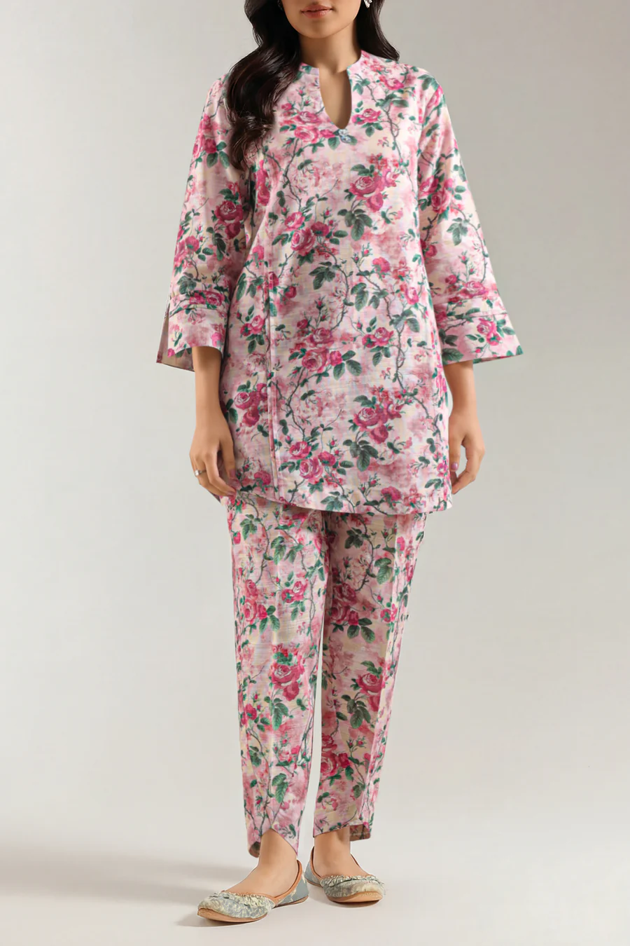 Printed Lawn 2 Piece in Pink Color