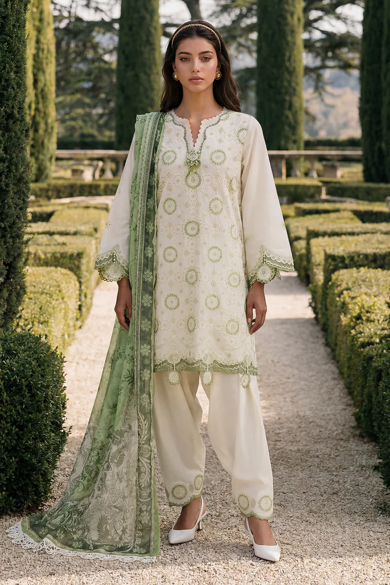 Chikankari Embroidered Cotton 3 Piece WUC26E34049