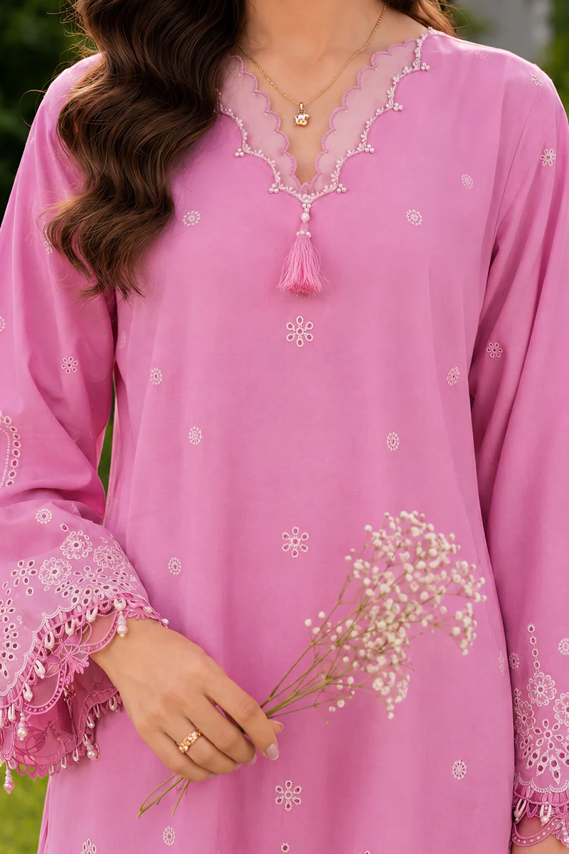 Chikankari Embroidered Cotton 3 Piece WUC26E34055 - Image 3