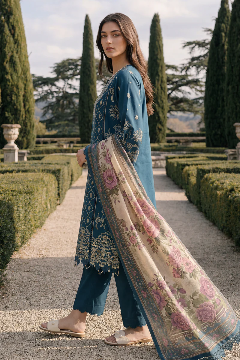 Chikankari Embroidred Cotton 3 Piece WUC26E34061