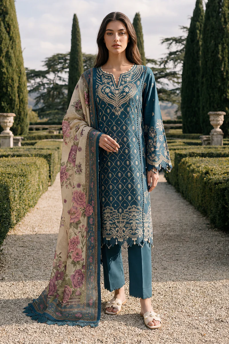Chikankari Embroidred Cotton 3 Piece WUC26E34061