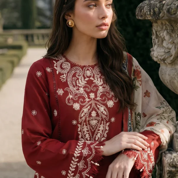 Chikankari Embroidered Cotton 3 Piece WUC26E34062
