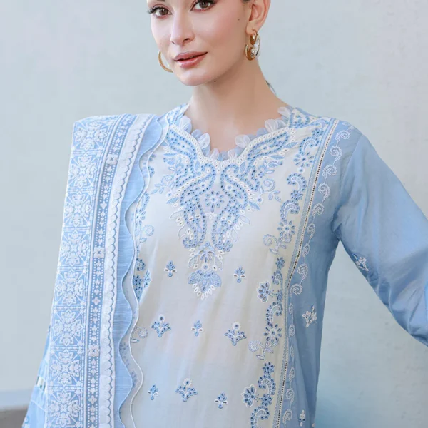 Chikankari Embroidered Cotton 3 Piece WUC26E34066