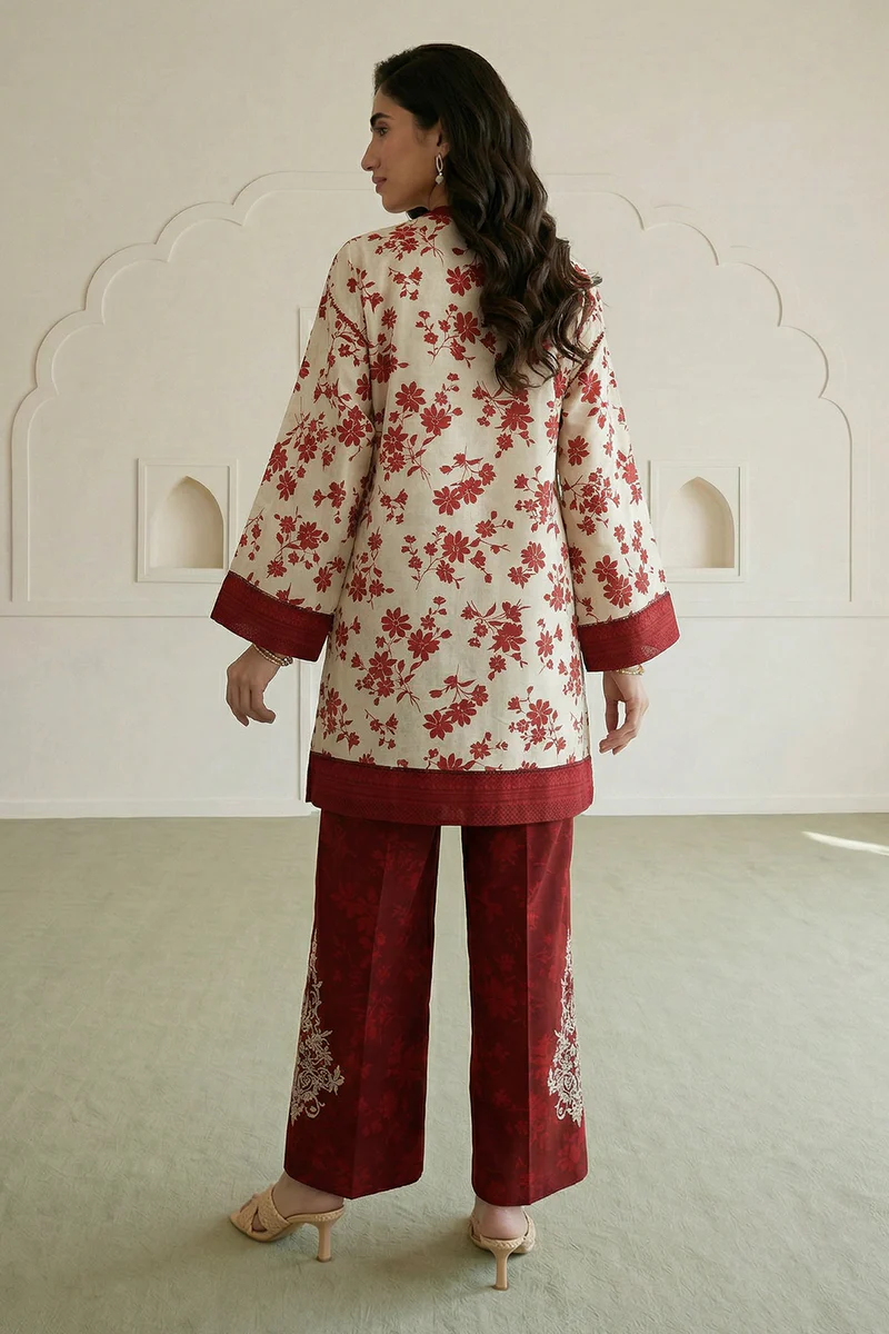 Embroidered Lawn 2 Pc in Beige Color WUS26E20871