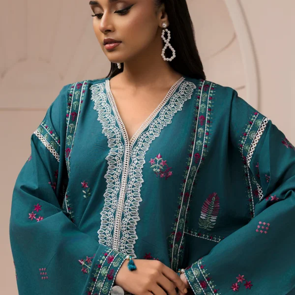 Embroidered Lawn 2 Pc in Teal Color WUS26E21185