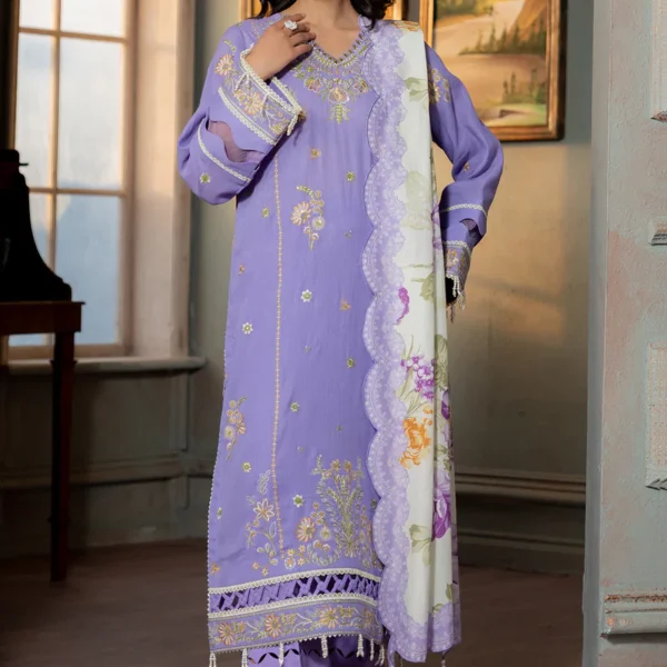 Embroidered Lawn 3 Piece in Lilac Color