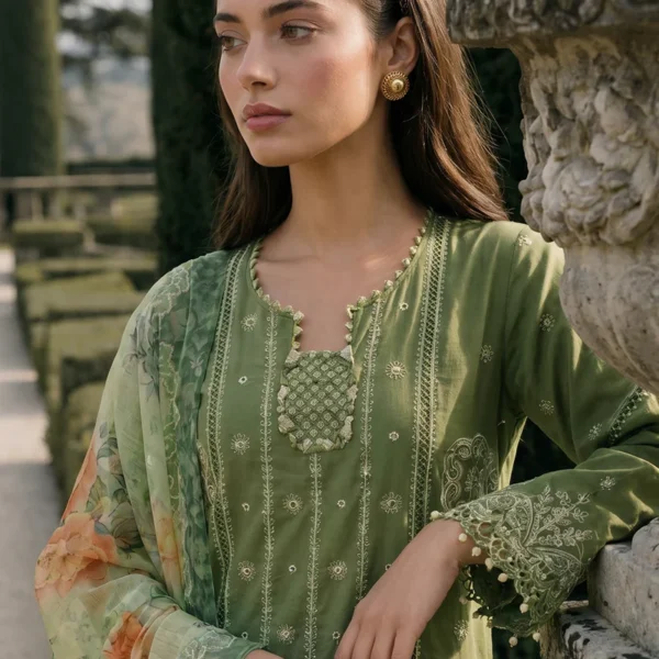 Chikankari Embroidred Cotton 3 Piece WUS26E34090