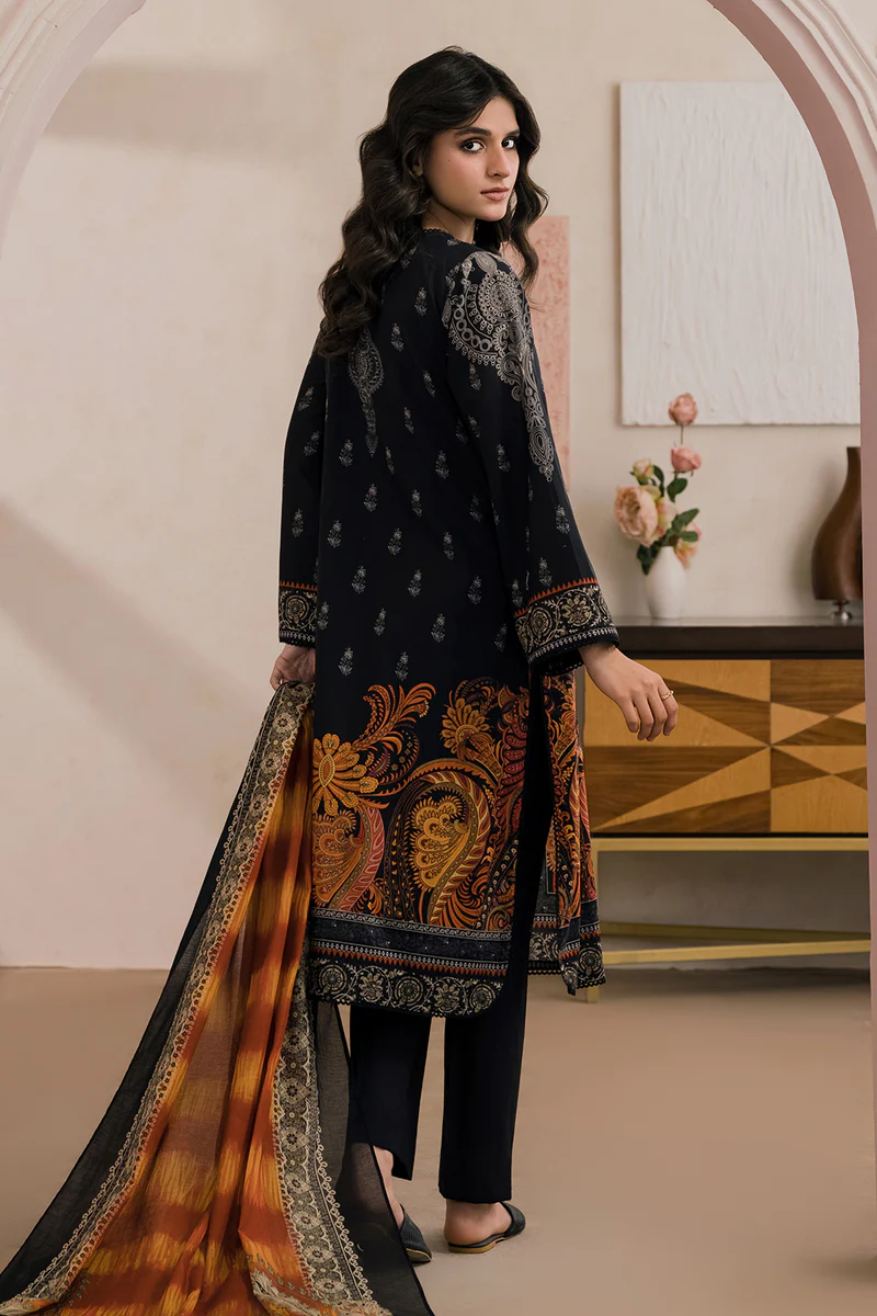 Printed Lawn 2 Pc in Black Color WUS26X20522 - Image 4
