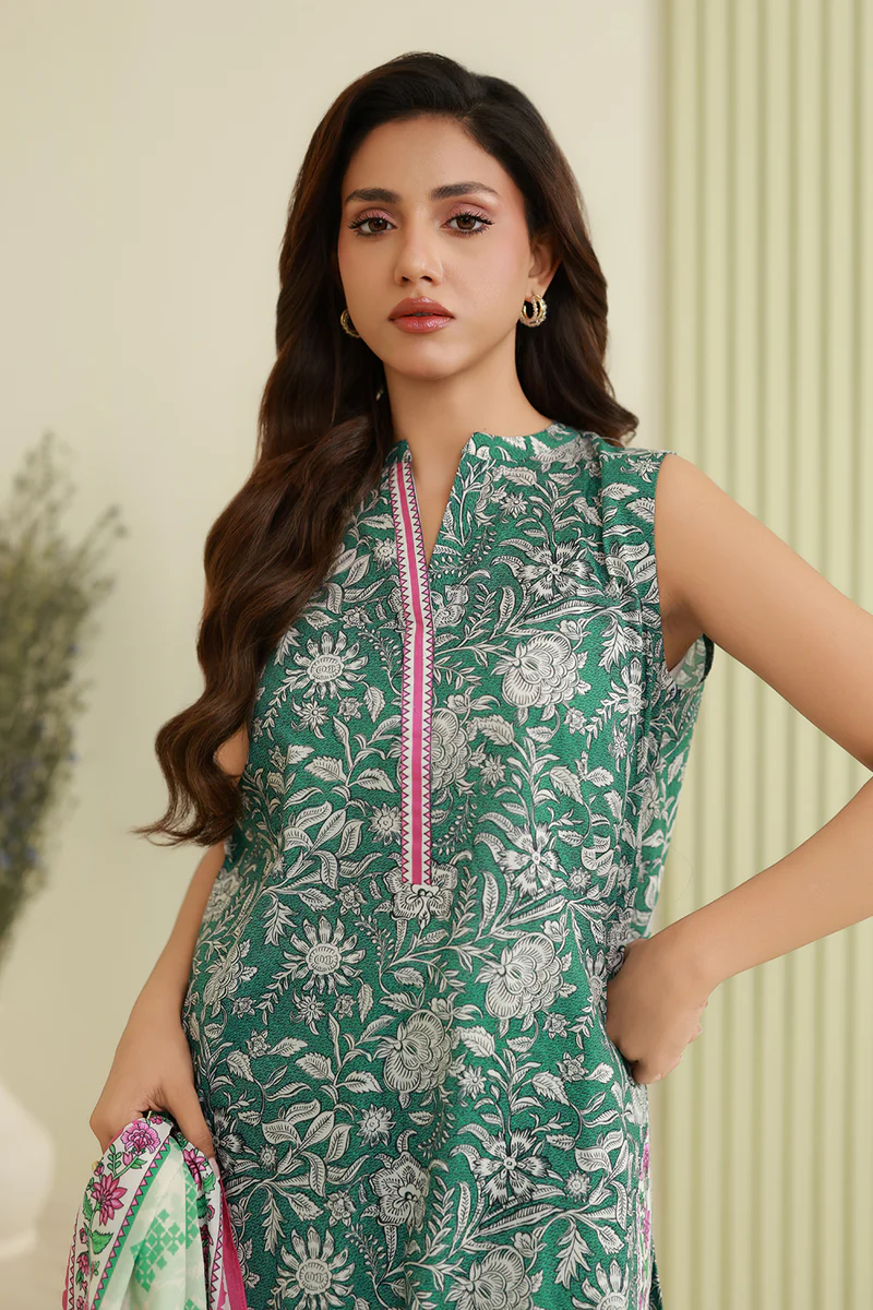 Printed Lawn 2 Pc in Green Color WUS26X20805