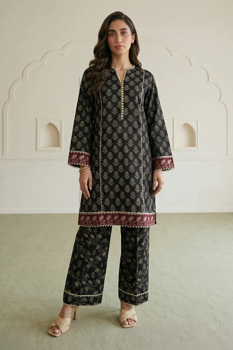 Printed Lawn 2 Pc in Black Color WUS26X20864