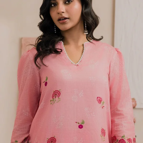Printed Dobby Lawn 3 Piece in Pink Color WUS26X30700