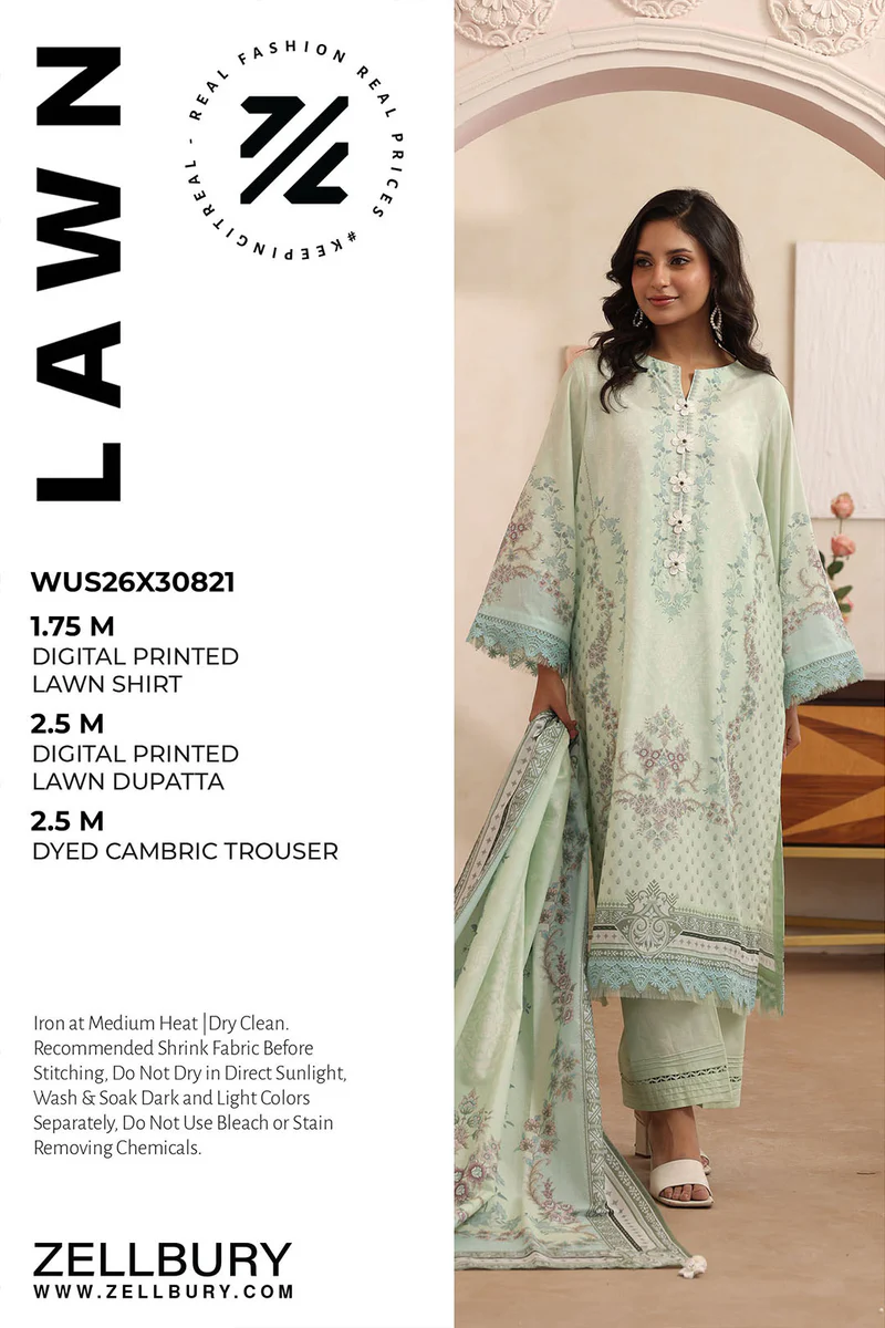 Printed Lawn 3 Piece in Mint Color