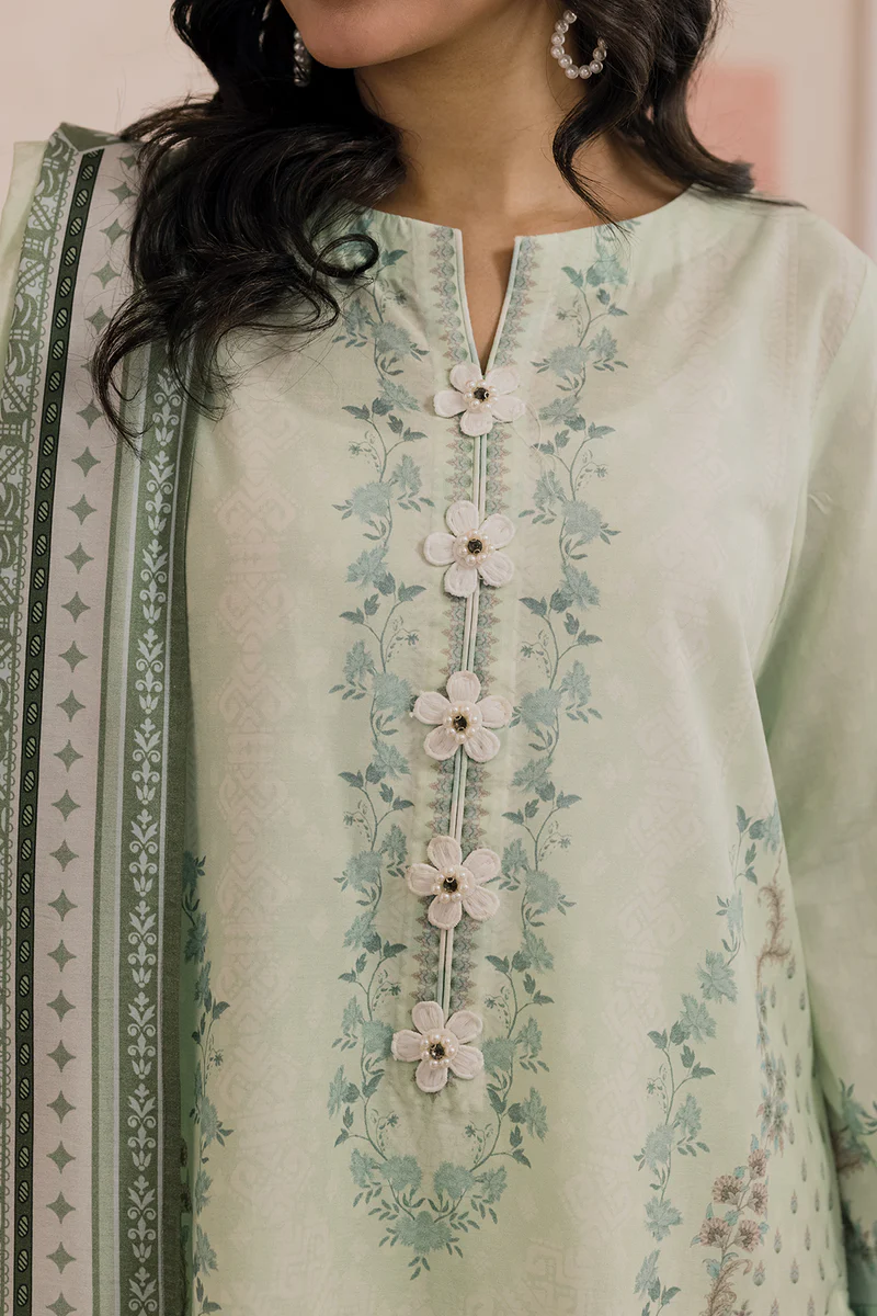 Printed Lawn 3 Piece in Mint Color