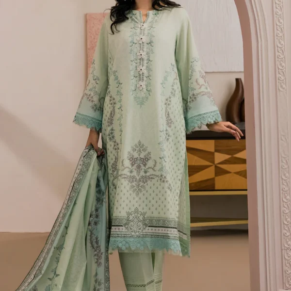 Printed Lawn 3 Piece in Mint Color