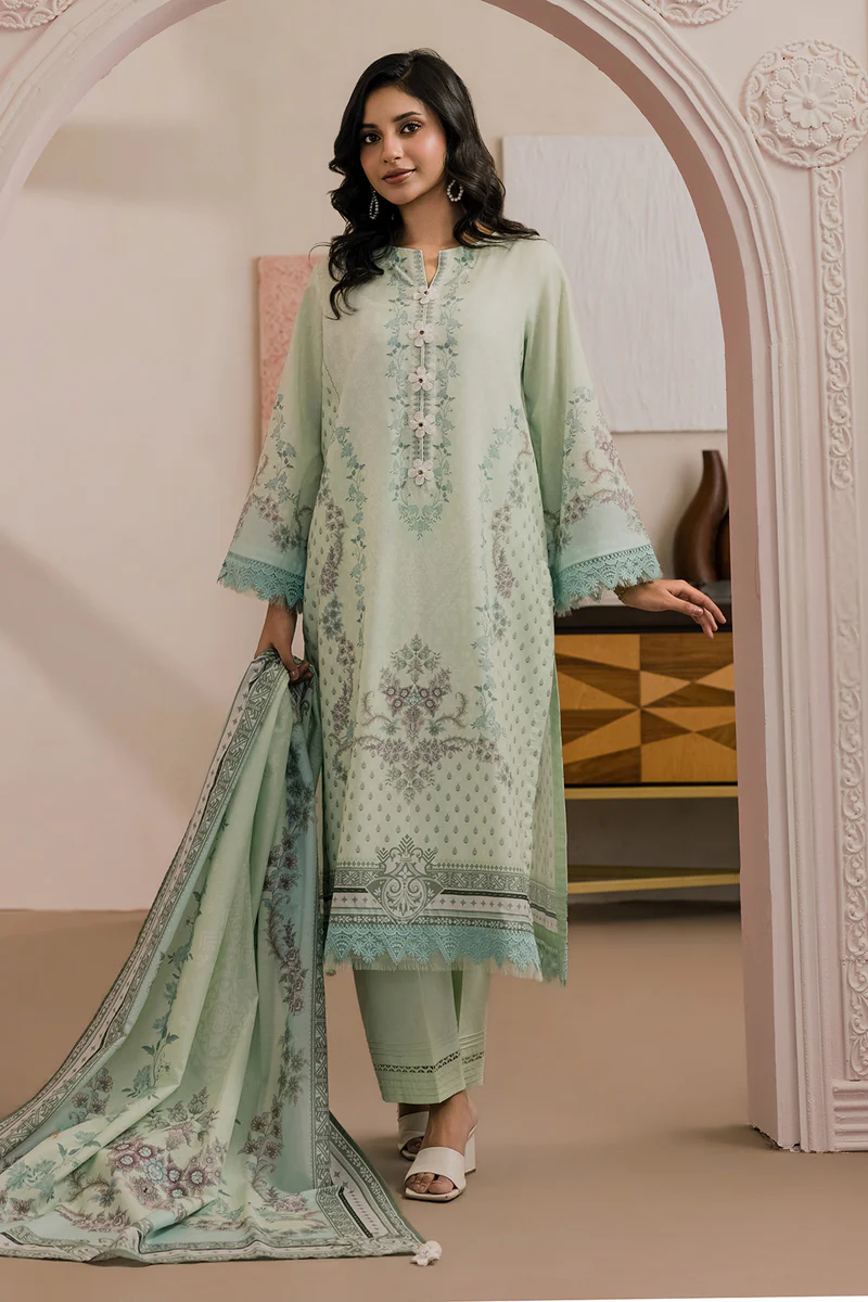 Printed Lawn 3 Piece in Mint Color