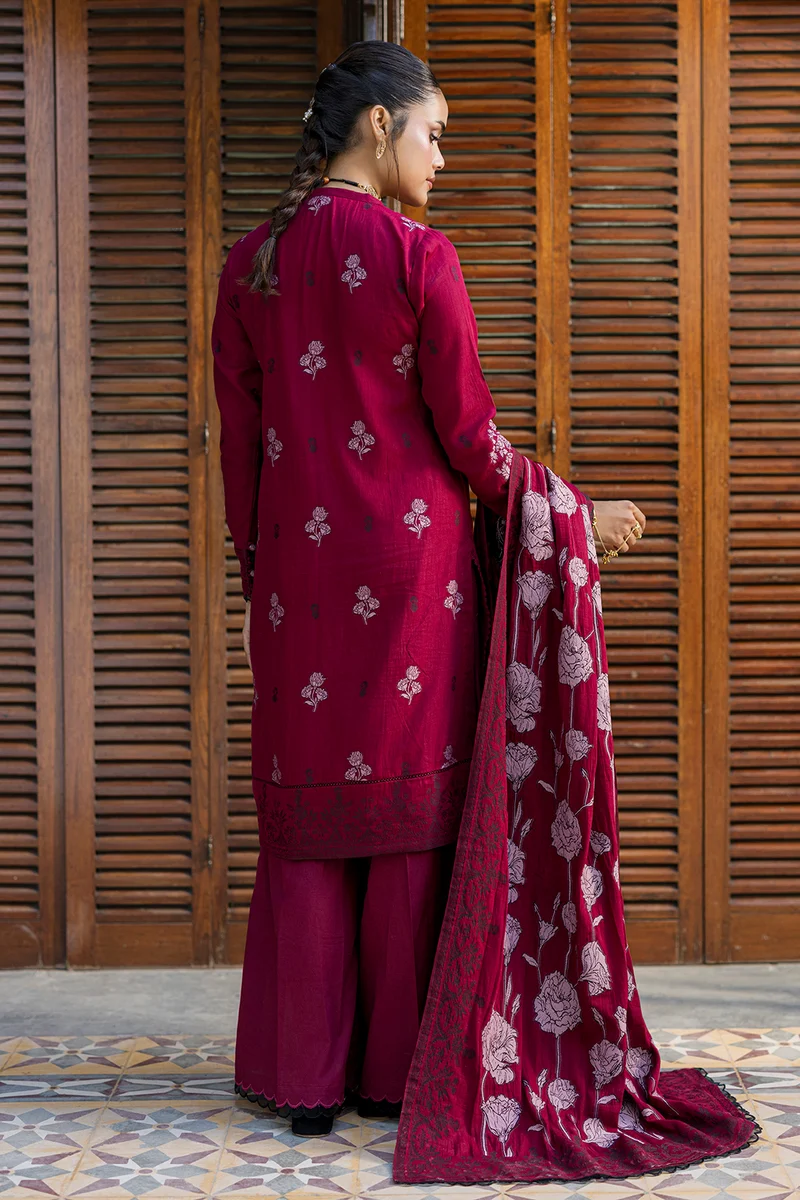 Dyed Jaquard 3 Piece in Maroon Color - Image 3