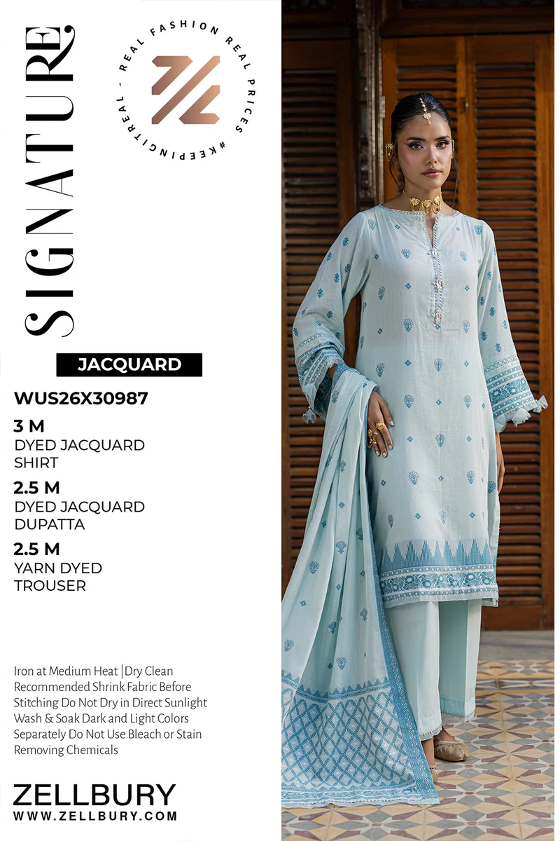 Dyed Jaquard 3 Piece in Sky Blue Color