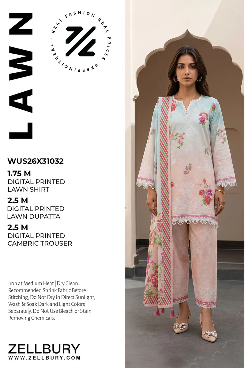 Printed Lawn 3 Piece in Lilac Color