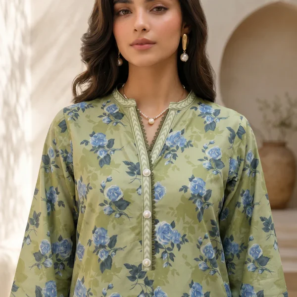 Printed Lawn 3 Piece in Green Color
