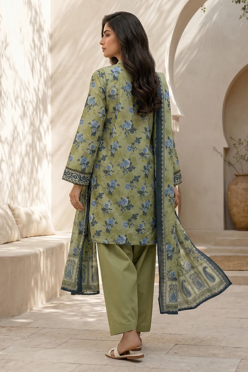 Printed Lawn 3 Piece in Green Color
