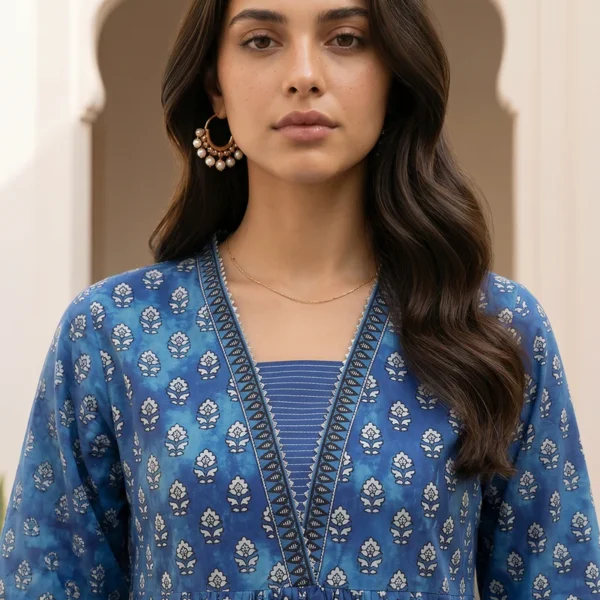 Printed Lawn 3 Piece in Blue Color