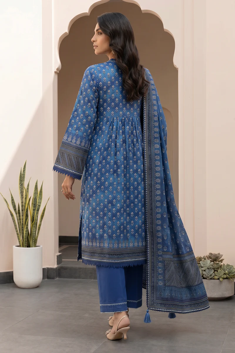Printed Lawn 3 Piece in Blue Color