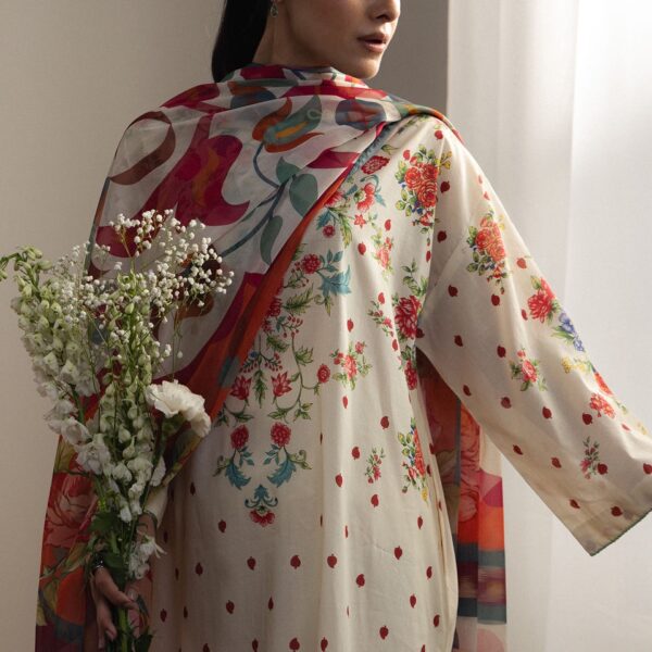 Coco Printed Lawn 3 Piece in Beige Color